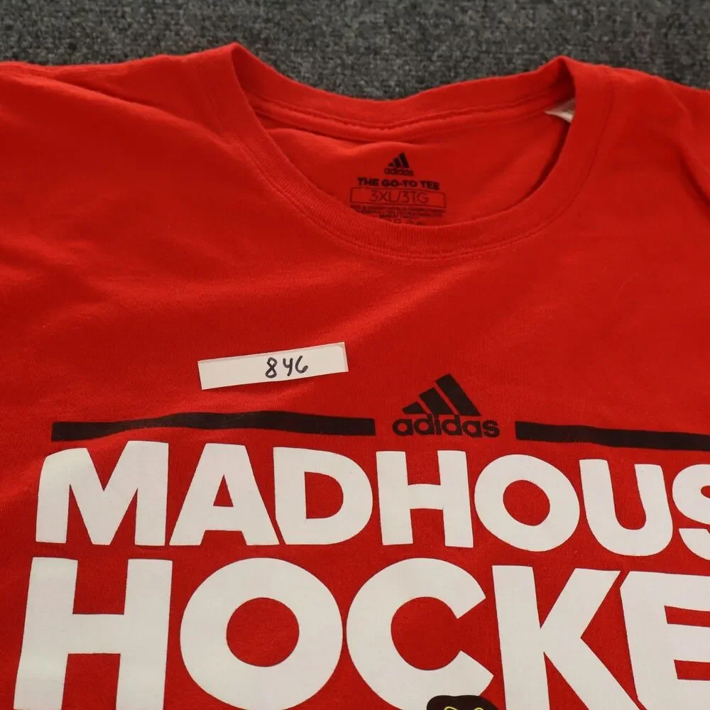 Adidas Chicago Blackhawks Madhouse Hockey Red Go-To Tee 3XL Long Sleeve